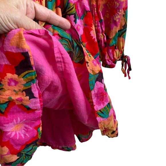 Billabong Heaven Sent Floral Long Sleeve Open Back Mini Dress SZ M - Picture 6 of 11